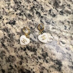 Gold and white Chanel earrings